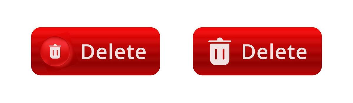 negrita rojo Eliminar botones con blanco íconos y texto para usuario interfaz elementos vector