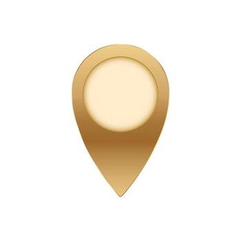 Golden map pin icon with circular center highlighting a location marker design concept vector