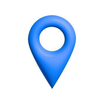 Bright blue location pin icon with a hollow center for maps and digital navigation vector