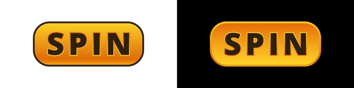 amarillo girar botones con negrita texto para interactivo juego de azar y digital usuario interfaces vector