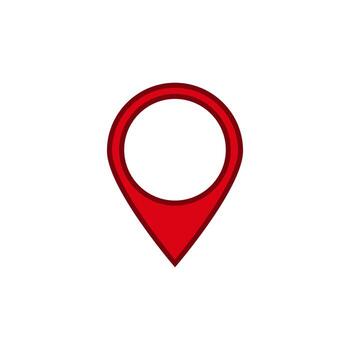 Red map pin icon symbolizing location and direction with minimalistic design and bold appearance vector