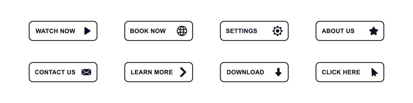 Simple user interface buttons for website navigation and interaction vector