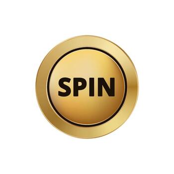 Golden button with spin text for quick start functionality in applications vector
