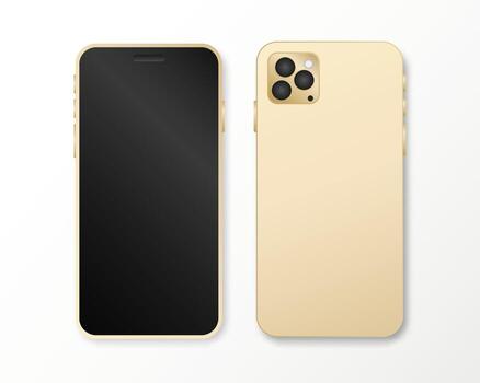 Smartphone front and back view mockup vector