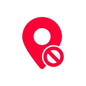 Red location pin icon with magnifying glass simple digital symbol location mark vector