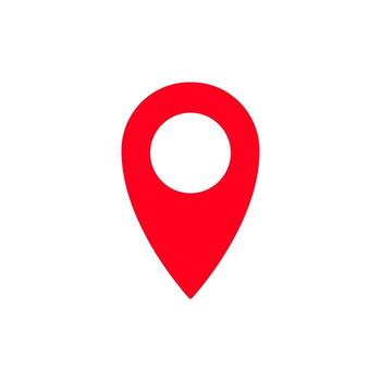 Bright red location pin icon for maps or navigation vector