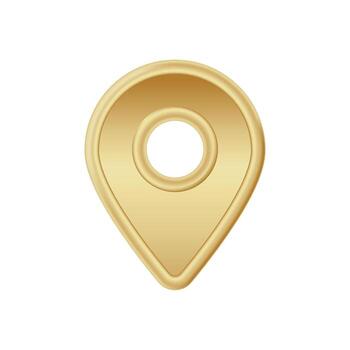 Golden location pin with circular cutout symbolizing navigation and direction vector