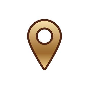Simple brown location pin icon with gradient effects for maps and navigation apps vector