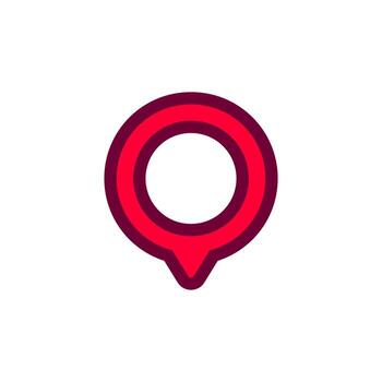 Red and pink location marker icon with simple circular design for map applications vector