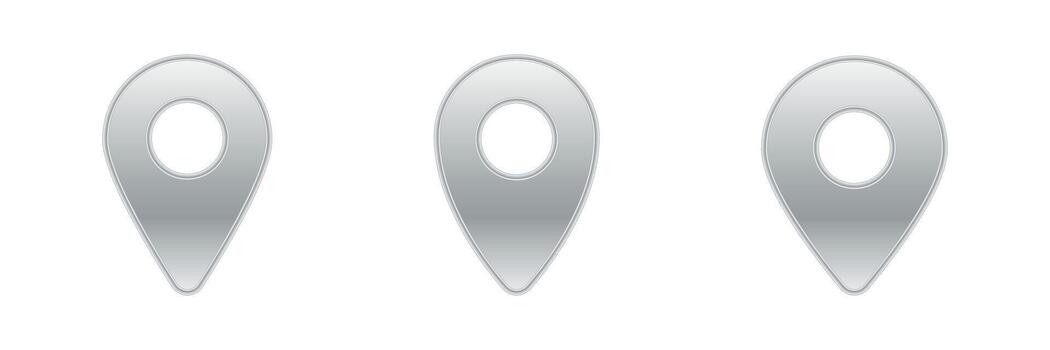 Three silver location markers aligned in a simple horizontal arrangement vector