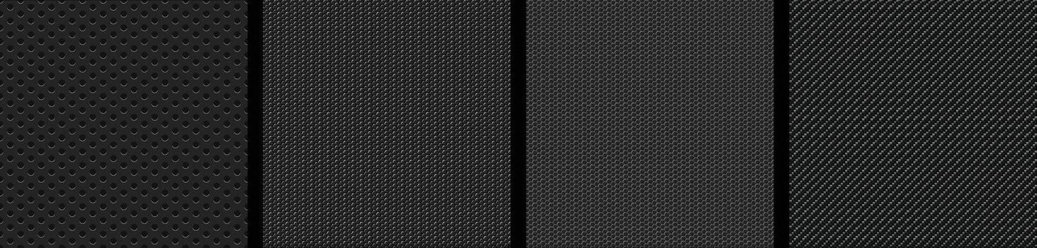 Carbon dark metallic background with hexagons and circles vector