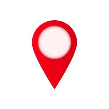 Bright red location pin with blank center for map or navigation applications vector