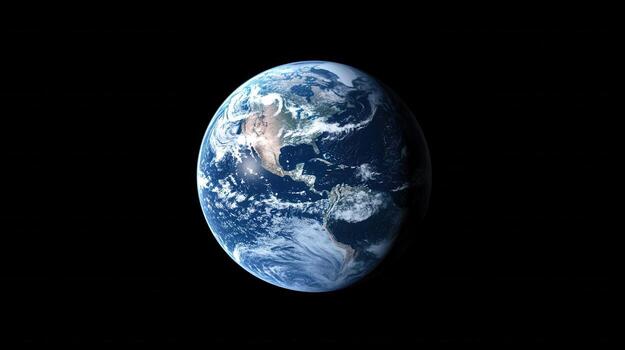 Earth rotating in space with a focus on north and south america, highlighting beauty and fragility planet of our photo