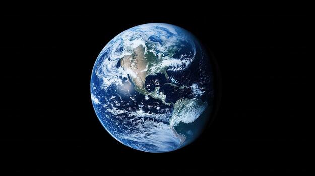 Earth rotating in space with a focus on north and south america, highlighting the beauty and fragility of our planet photo