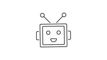 chatbot robot ansikte animerad översikt ikon med alfa kanal. artificiell intelligens assistent, kund Stöd, och virtuell kommunikation rörelse grafisk. animering på transparent bakgrund video