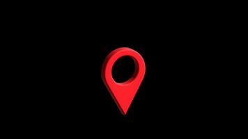 Location icon bouncing animation loop on transparent background.Red map pointer video