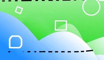 animerad strömmande blå och grön vågor med flytande geometrisk former. slät, modern, Loopable bakgrund perfekt för presentationer, marknadsföring, och digital projekt. video