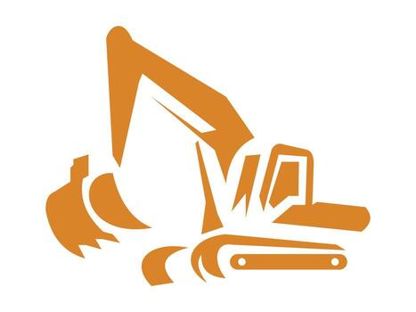 Digger Excavator Icon Minimal Flat Design for Architecture and Engineering Concept vector