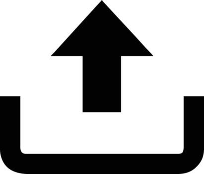 Simple black upload icon with arrow pointing upward inside a container vector