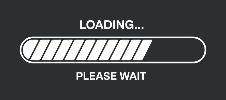 Loading Bar Illustration with 'Loading... Please Wait' Text for Website and App Design on white background vector