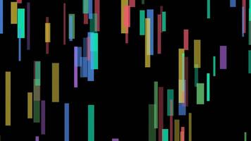 dinamico colorato rettangoli galleggiante giù al di sopra di un' nero fondale video