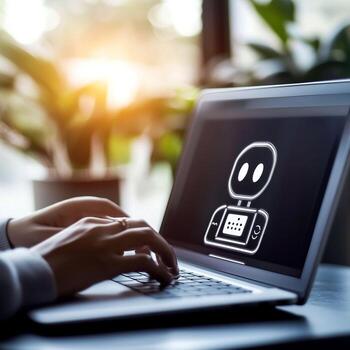 Exploring AI technology with a chatbot for customer service assistance in a modern workspace photo