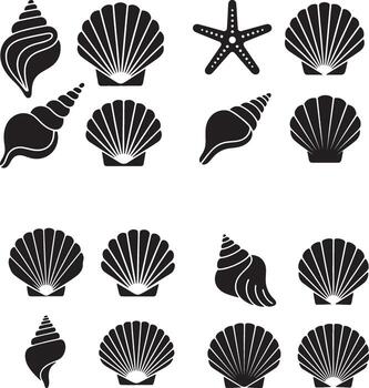 A seamless pattern with a set of colorful sea shells and other nature elements on a summer beach illustration vector