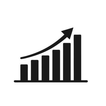 A bar graph with a rising arrow isolated on white background, symbolizing growth, progress, and positive trends in business and financial analysis vector
