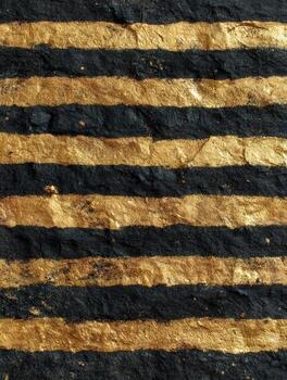 Black and gold horizontal stripes painted on textured surface pattern photo