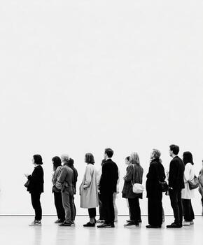 Group of people looking at art in a gallery during the daytime photo