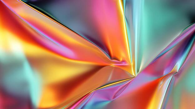 Iridescent abstract neon prism reflections rainbow colors glossy fold vibrant gradient photo