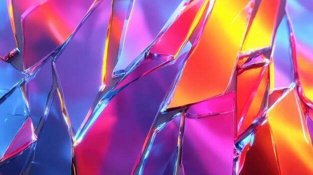 Abstract neon glass shards glowing edges vibrant gradient colorful geometric shards glow with neon edges, abstract glass pattern radiates vibrant photo