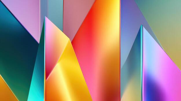 Abstract neon prism reflections rainbow colors gradient geometric Modern abstract neon prism reflections rainbow colors gradient geometric shapes photo
