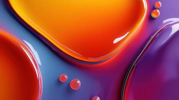 Fluid gradient glossy liquid abstract shape vibrant color orange purple red smooth surface. Fluid gradient glossy liquid abstract shape vibrant photo