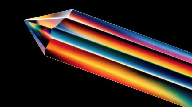 cristal prisma ligero refracción arco iris espectro geométrico forma resumen Arte vibrante color negro antecedentes reflexivo superficie resplandor suavemente en negro foto
