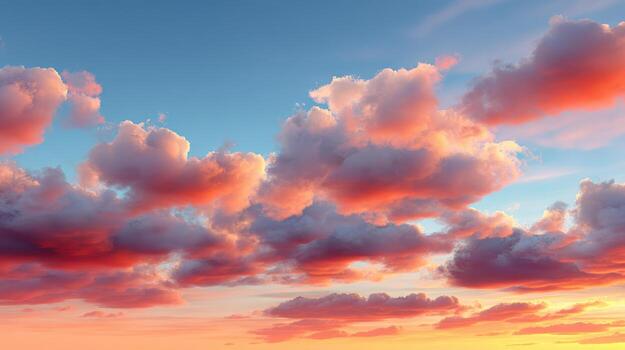 Sunset sky soft cloud warm light pastel color gradient serene mood nature scene evening glow drifting cloud over calm horizon photo