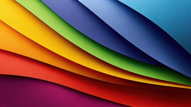 Colorful paper layers rainbow gradient abstract wave textured surface vibrant spectrum smooth curve minimal design creative art photo
