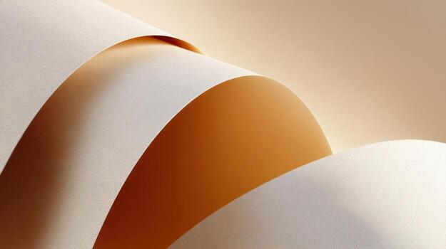 Curved paper minimal gradient beige orange soft light texture abstract fold layered smooth wavy modern clean creative backdrop design pattern photo