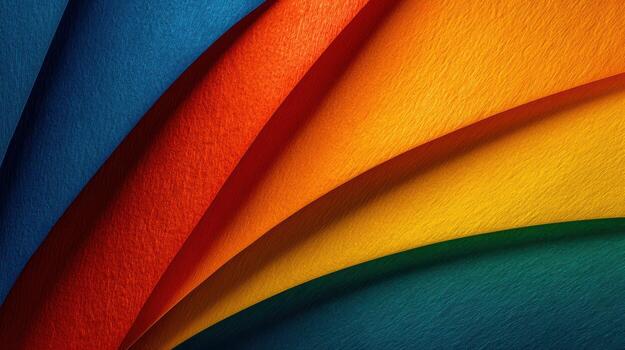 Colorful paper rainbow curve abstract texture vibrant gradient folded layer vivid spectrum creative background modern design flows with joyful photo