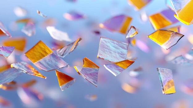 Iridescent glass shard floating abstract colorful reflective bokeh Iridescent glass shard floating abstract colorful reflective bokeh mood with photo