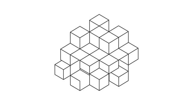 A drawing of a cube with a line through it vector