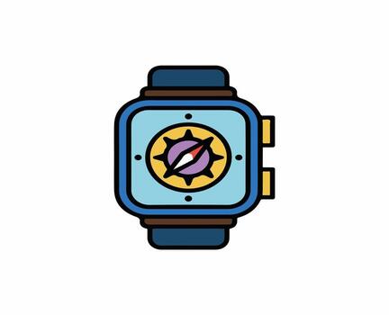 a black digital clock on a display screen, a simple technology icon for business communication vector