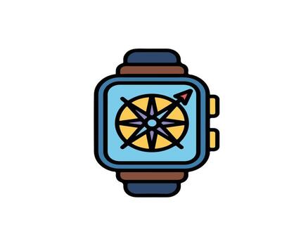 illustration of a retro car icon with a digital camera flash symbol on a black isolated background vector