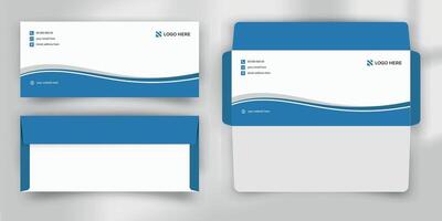 Minimal Blue Envelope Template with Wavy Header Corporate Branding Mockup vector