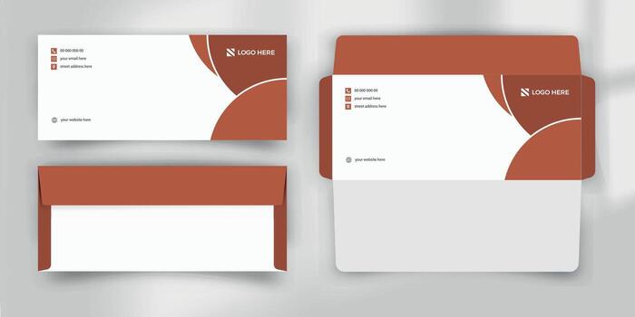 Modern brown envelope template with gray curved wave design vector
