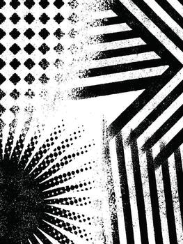 Abstract Background with Shapes and Grunge Noise Halftone vector