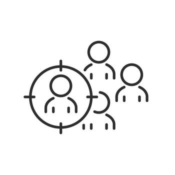 target on person icon, business targeting, thin line symbol editable stroke illustration vector