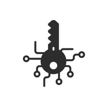 global digital key icon, electronic technologies, security information, flat symbol on white background illustration vector