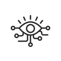 electronic eye icon, bionic eyes concept, digital vision, thin line symbol editable stroke illustration vector
