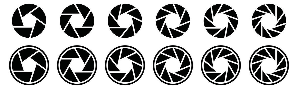 Camera shutter icons set. Camera lens icon symbol collection vector